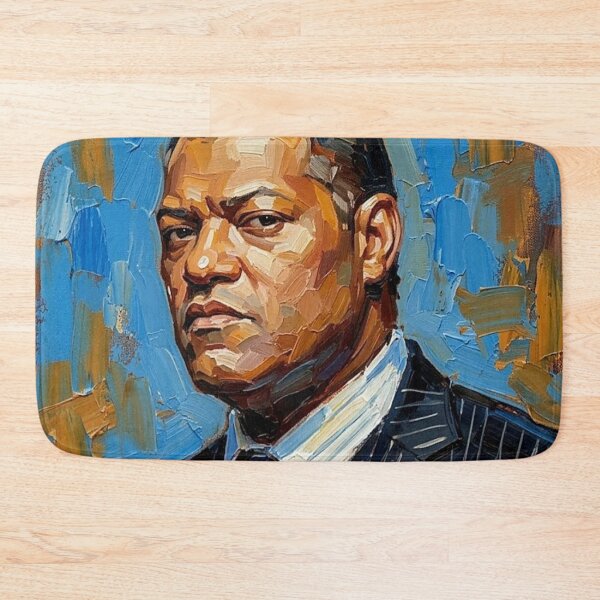 Item preview, The Architect of Intensity: Laurence Fishburne Pinstripe Impasto Portrait designed and sold by Art's Diner.