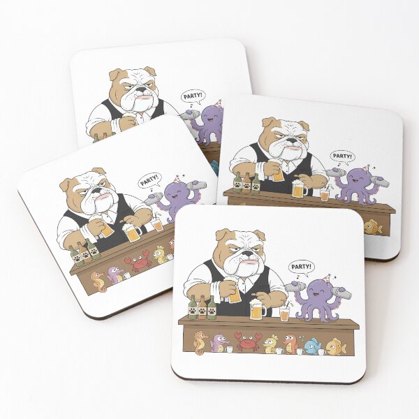 Item preview, Grumpy Bulldog Bartender and Party Octopus designed and sold by mintxw.