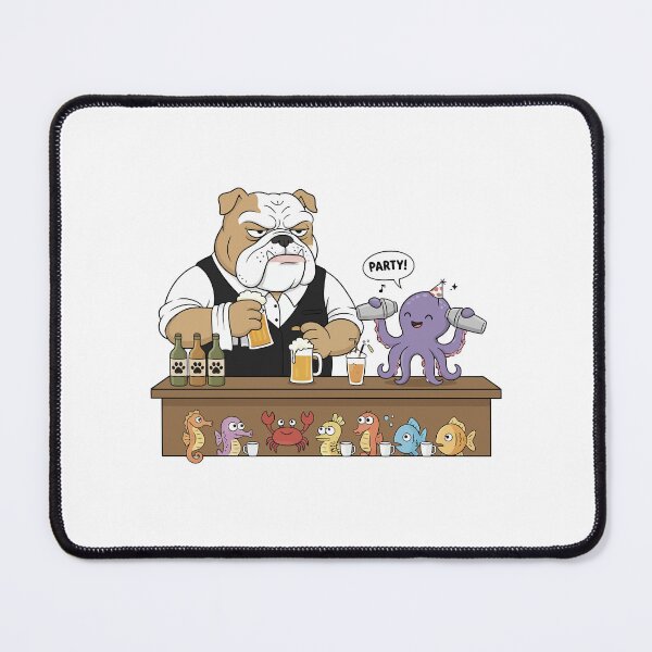 Item preview, Grumpy Bulldog Bartender and Party Octopus designed and sold by mintxw.