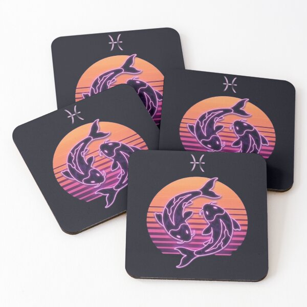Item preview, Pisces Neon Retrowave Koi Fish Zodiac Art designed and sold by DPSz.