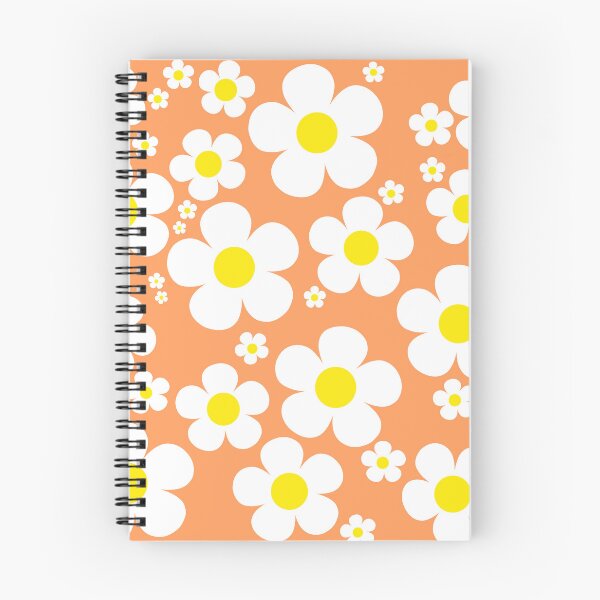 Item preview, Retro Mod 60's Flowers Yellow and White, Orange Background designed and sold by MellowCat.