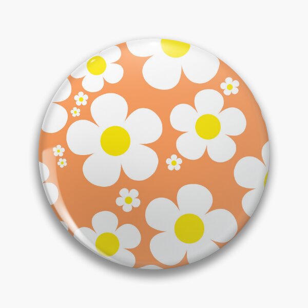 Item preview, Retro Mod 60's Flowers Yellow and White, Orange Background designed and sold by MellowCat.