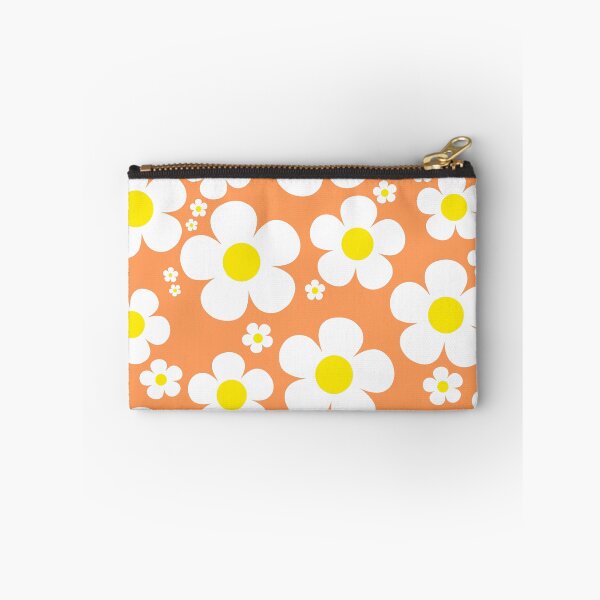 Item preview, Retro Mod 60's Flowers Yellow and White, Orange Background designed and sold by MellowCat.