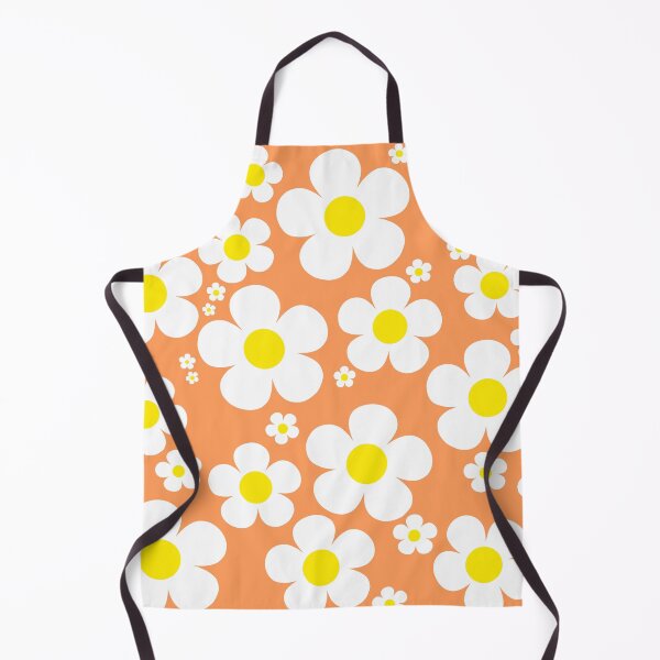 Item preview, Retro Mod 60's Flowers Yellow and White, Orange Background designed and sold by MellowCat.