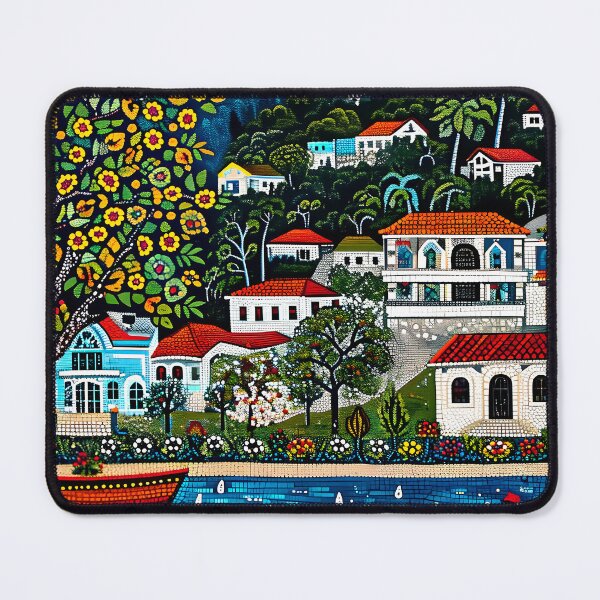 Item preview, Charming Seaside Mediterranean Village (Faux) Mosaic-Style Art designed and sold by DEC02.