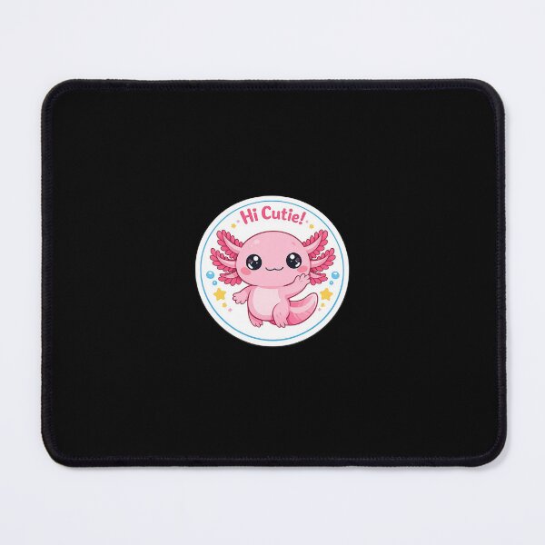 Item preview, Cute pink axolotl Waving- "Hi cutie!" Kawaii round sticker designed and sold by ascendzero.