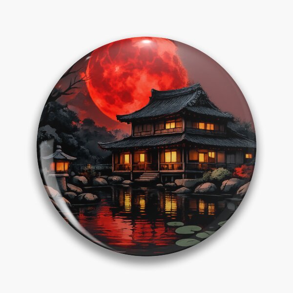 Item preview, Old japnese house in red moon  # moon  #redmoon designed and sold by Featherslover.