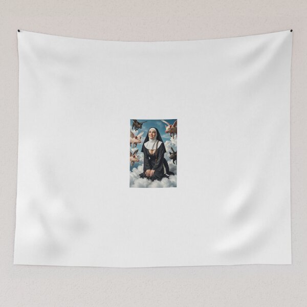 Item preview, A Nun and Swine When Pigs Fly in the Clouds designed and sold by CathryneDelamort.
