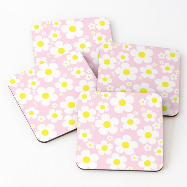 Item preview, Retro Mod 60's Flowers Yellow and White, Pink Background designed and sold by MellowCat.