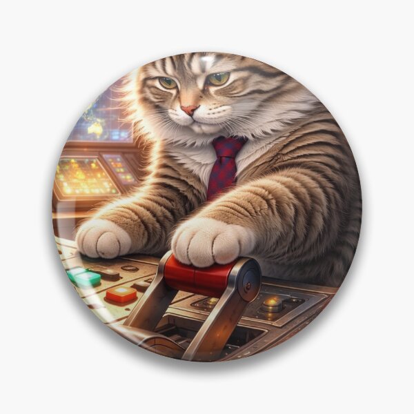 Item preview, Cat in Control Room – Funny World Domination Illustration designed and sold by LovelyCatGalaxy.