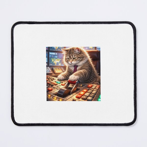 Item preview, Cat in Control Room – Funny World Domination Illustration designed and sold by LovelyCatGalaxy.