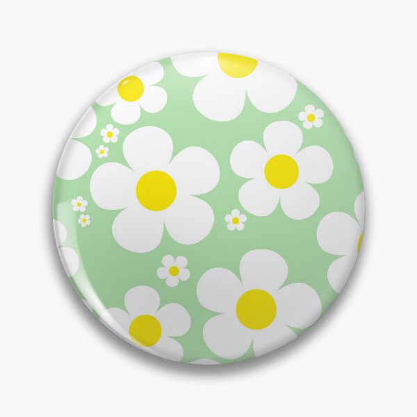 Item preview, Retro Mod 60's Yellow and White Flowers Green Background designed and sold by MellowCat.