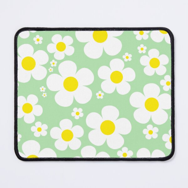 Item preview, Retro Mod 60's Yellow and White Flowers Green Background designed and sold by MellowCat.