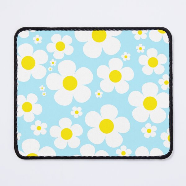 Item preview, Retro Mod 60's Yellow and White Flowers Blue Background designed and sold by MellowCat.
