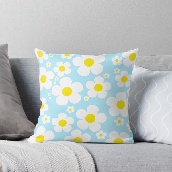 Item preview, Retro Mod 60's Yellow and White Flowers Blue Background designed and sold by MellowCat.