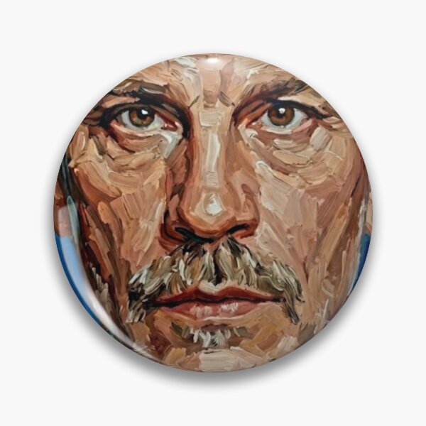 Item preview, The Enigmatic Mind: John Malkovich Cobalt & Azure Impasto Portrait designed and sold by Art's Diner.