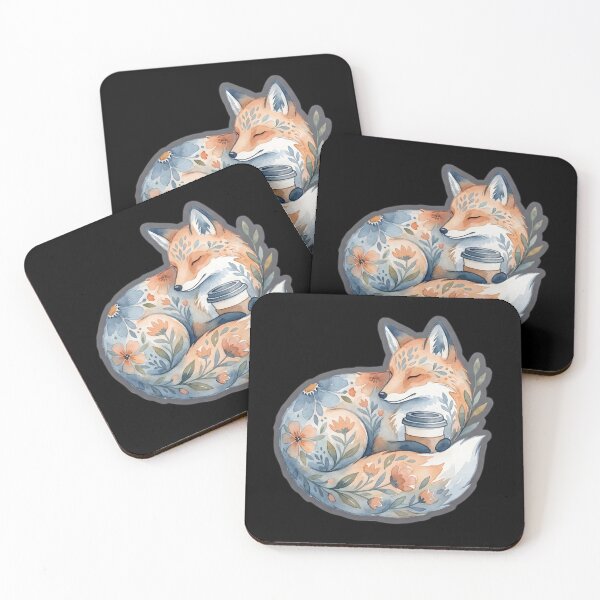 Item preview, Cozy Sleeping Fox with Coffee Cup designed and sold by The boys.