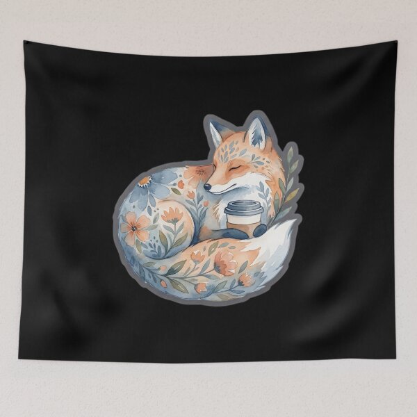 Item preview, Cozy Sleeping Fox with Coffee Cup designed and sold by Funny meme.