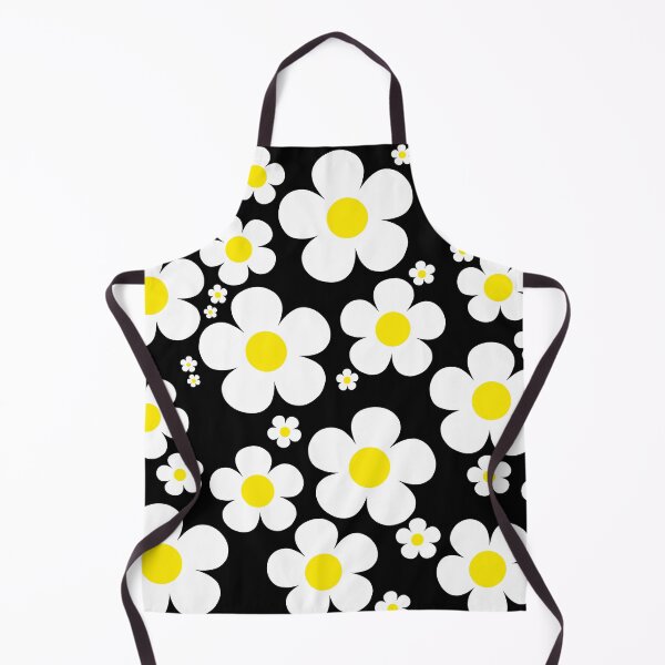 Item preview, Retro Mod 60's Yellow and White Flowers Black Background designed and sold by MellowCat.