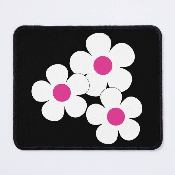 Item preview, 60's Flower Power Pop Flowers White Flowers on Black Pink Centers designed and sold by MellowCat.