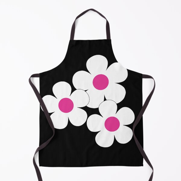 Item preview, 60's Flower Power Pop Flowers White Flowers on Black Pink Centers designed and sold by MellowCat.