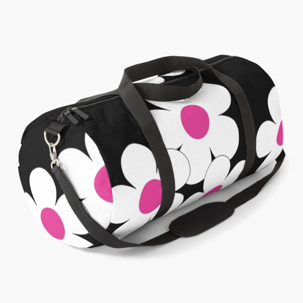 Item preview, 60's Flower Power Pop Flowers White Flowers on Black Pink Centers designed and sold by MellowCat.