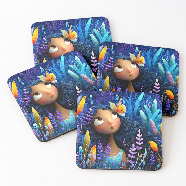 Item preview, Whimsical Girl Surrounded by Colorful Flora designed and sold by Artessie.