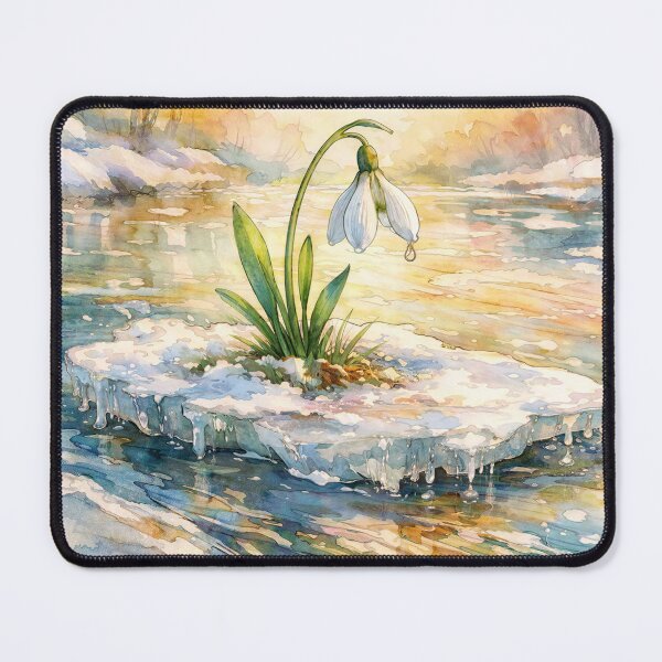 Item preview, White Snowdrop Drifting on Frozen River designed and sold by M-Y-A-R-T-.