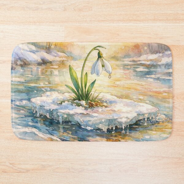 Item preview, White Snowdrop Drifting on Frozen River designed and sold by M-Y-A-R-T-.