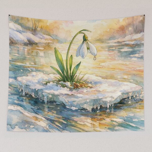 Item preview, White Snowdrop Drifting on Frozen River designed and sold by M-Y-A-R-T-.