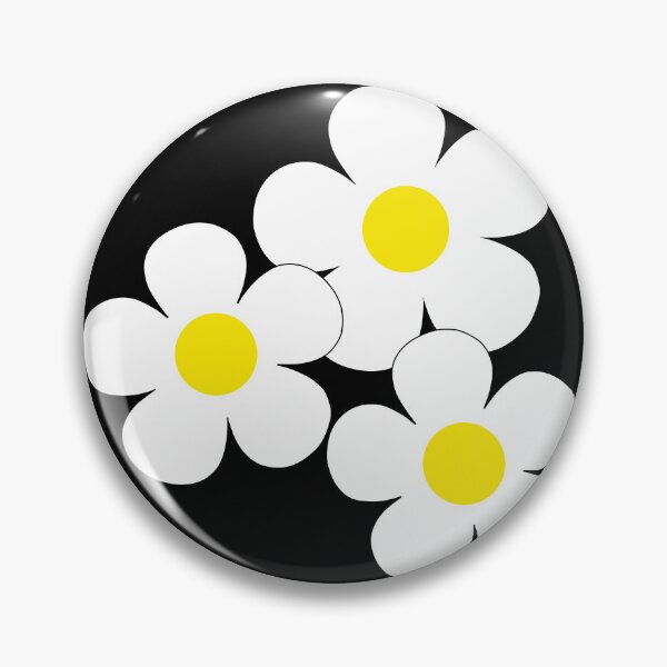 Item preview, 60's Flower Power Pop Flowers in Black and White Yellow Centers designed and sold by MellowCat.