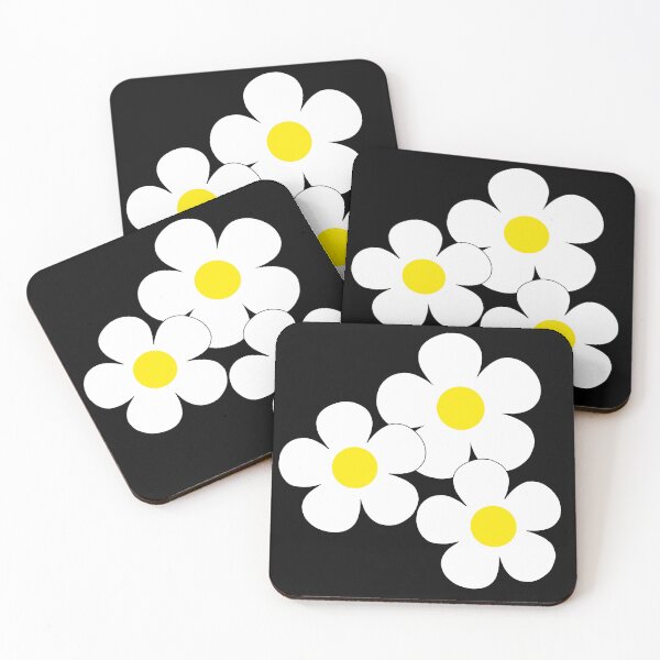 Item preview, 60's Flower Power Pop Flowers in Black and White Yellow Centers designed and sold by MellowCat.