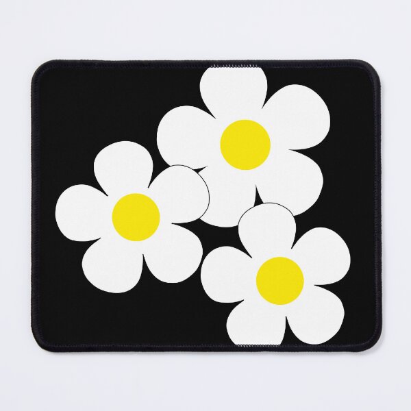 Item preview, 60's Flower Power Pop Flowers in Black and White Yellow Centers designed and sold by MellowCat.