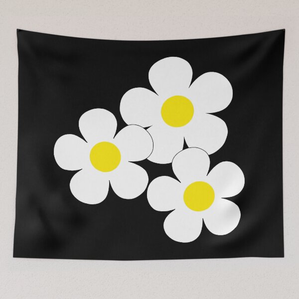 Item preview, 60's Flower Power Pop Flowers in Black and White Yellow Centers designed and sold by MellowCat.