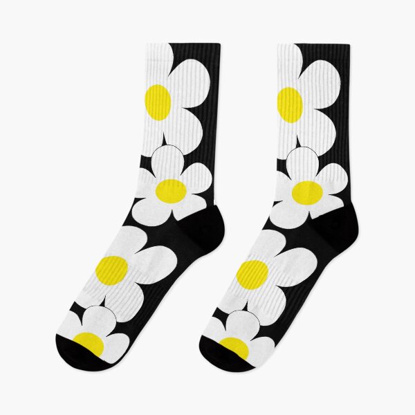 Item preview, 60's Flower Power Pop Flowers in Black and White Yellow Centers designed and sold by MellowCat.