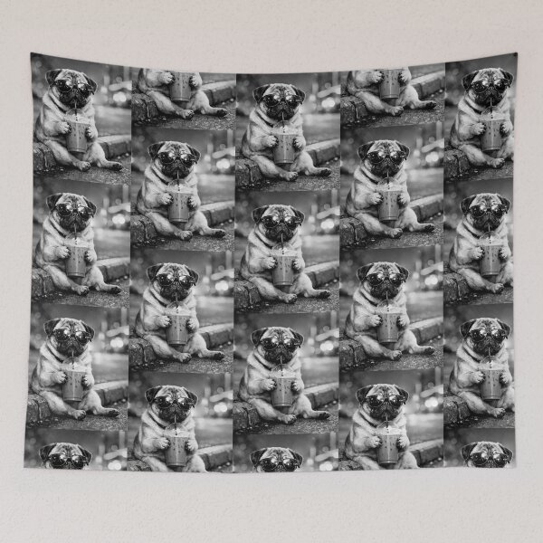 Item preview,  Pug Meme Drinking Iced Coffee designed and sold by erozzz.
