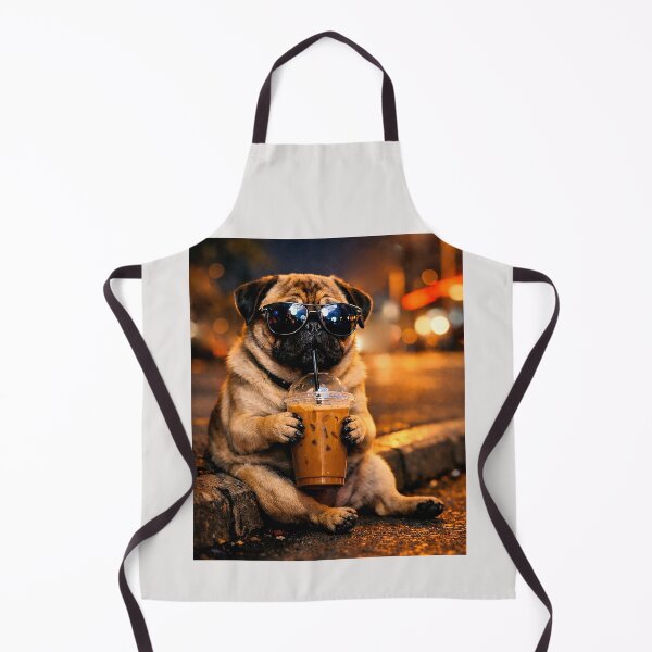 Item preview, Funny Pug Meme Drinking Iced Coffee designed and sold by erozzz.