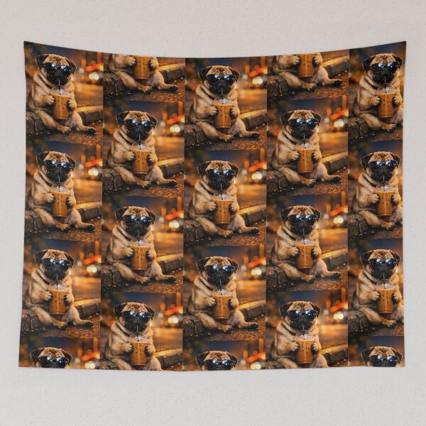 Item preview, Funny  Pug Meme Drinking Iced Coffee designed and sold by erozzz.
