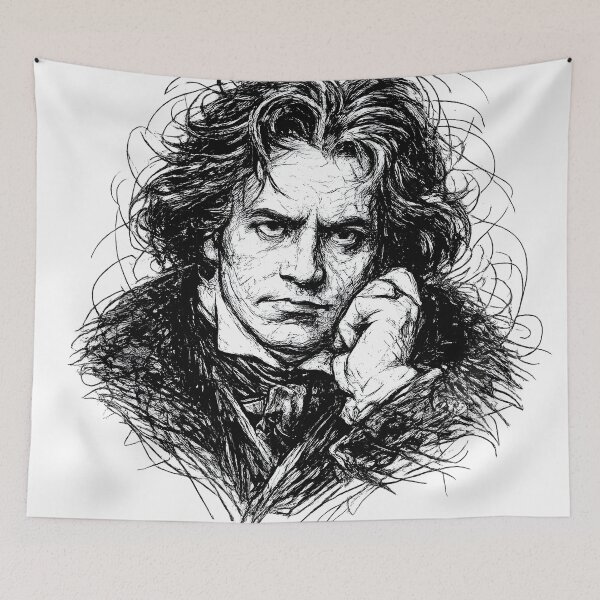 Item preview, Ludwig van Beethoven Scribble Classical Portrait designed and sold by Shoot-The-Moon.