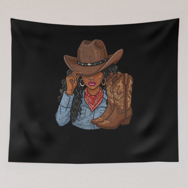 Item preview, Cowgirl Western Boots Afro designed and sold by krystalRomanart.