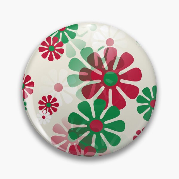 Item preview, 60's Retro Groovy Mod Christmas Flowers in Red, Green and White designed and sold by MellowCat.