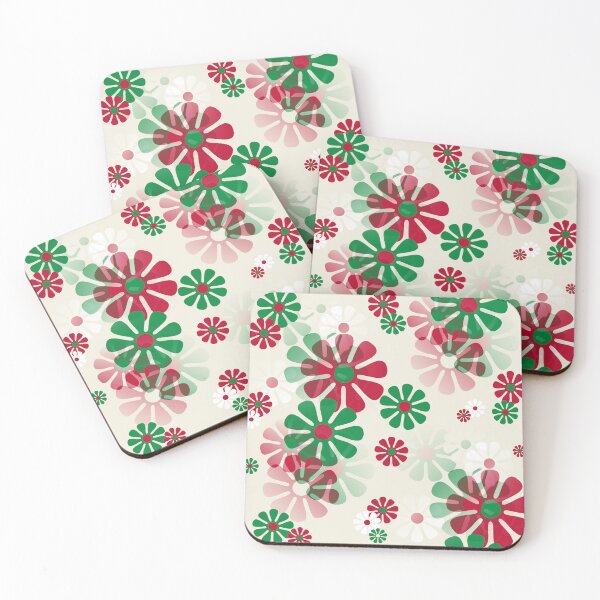 Item preview, 60's Retro Groovy Mod Christmas Flowers in Red, Green and White designed and sold by MellowCat.
