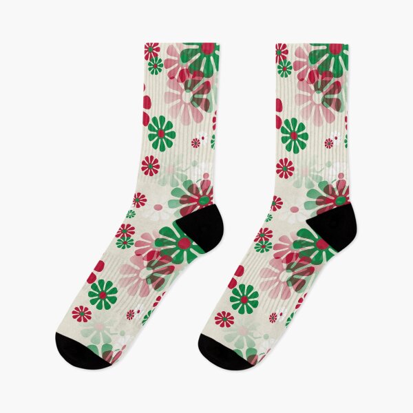 Item preview, 60's Retro Groovy Mod Christmas Flowers in Red, Green and White designed and sold by MellowCat.