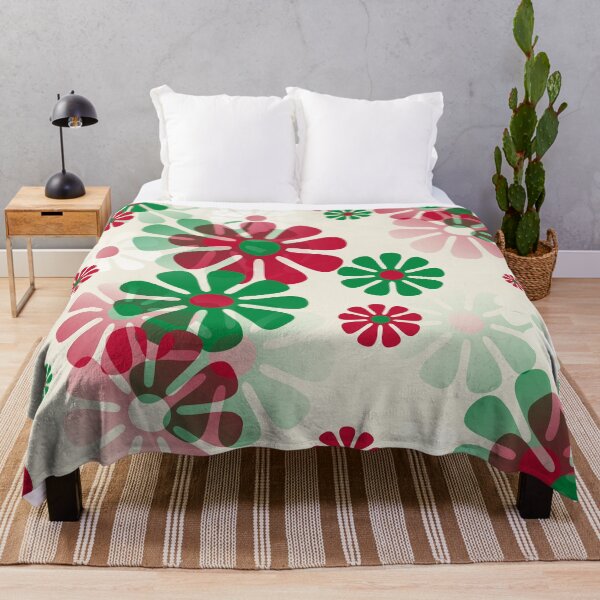 Item preview, 60's Retro Groovy Mod Christmas Flowers in Red, Green and White designed and sold by MellowCat.