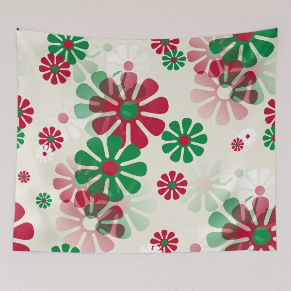 Item preview, 60's Retro Groovy Mod Christmas Flowers in Red, Green and White designed and sold by MellowCat.
