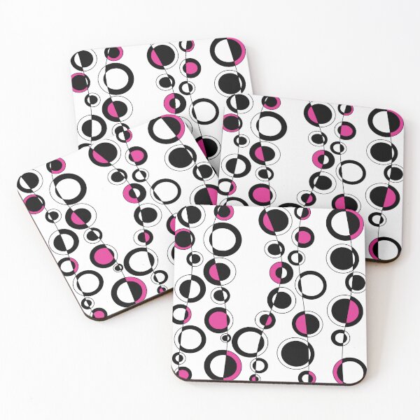 Item preview, Retro 60's Mod Circles Minimal Abstract in Black, White and Pink designed and sold by MellowCat.