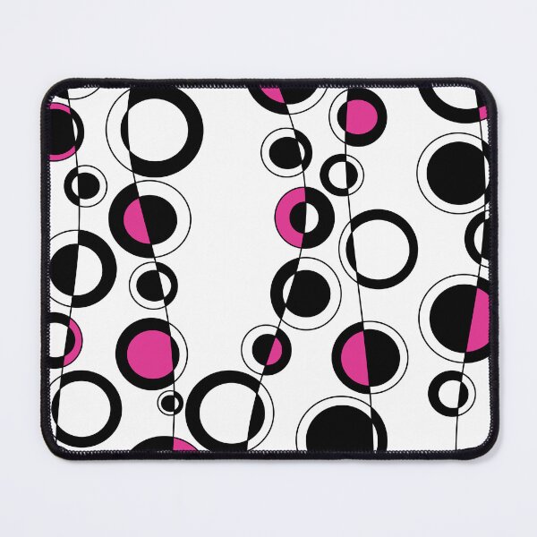 Item preview, Retro 60's Mod Circles Minimal Abstract in Black, White and Pink designed and sold by MellowCat.