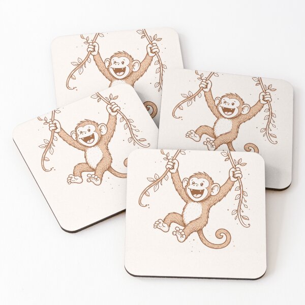 Item preview, Swinging Monkey – Modern Jungle Line Art designed and sold by DrizzyV.