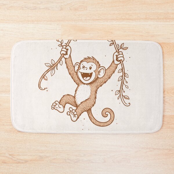 Item preview, Swinging Monkey – Modern Jungle Line Art designed and sold by DrizzyV.