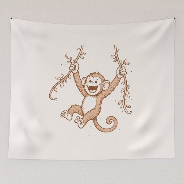 Item preview, Swinging Monkey – Modern Jungle Line Art designed and sold by DrizzyV.